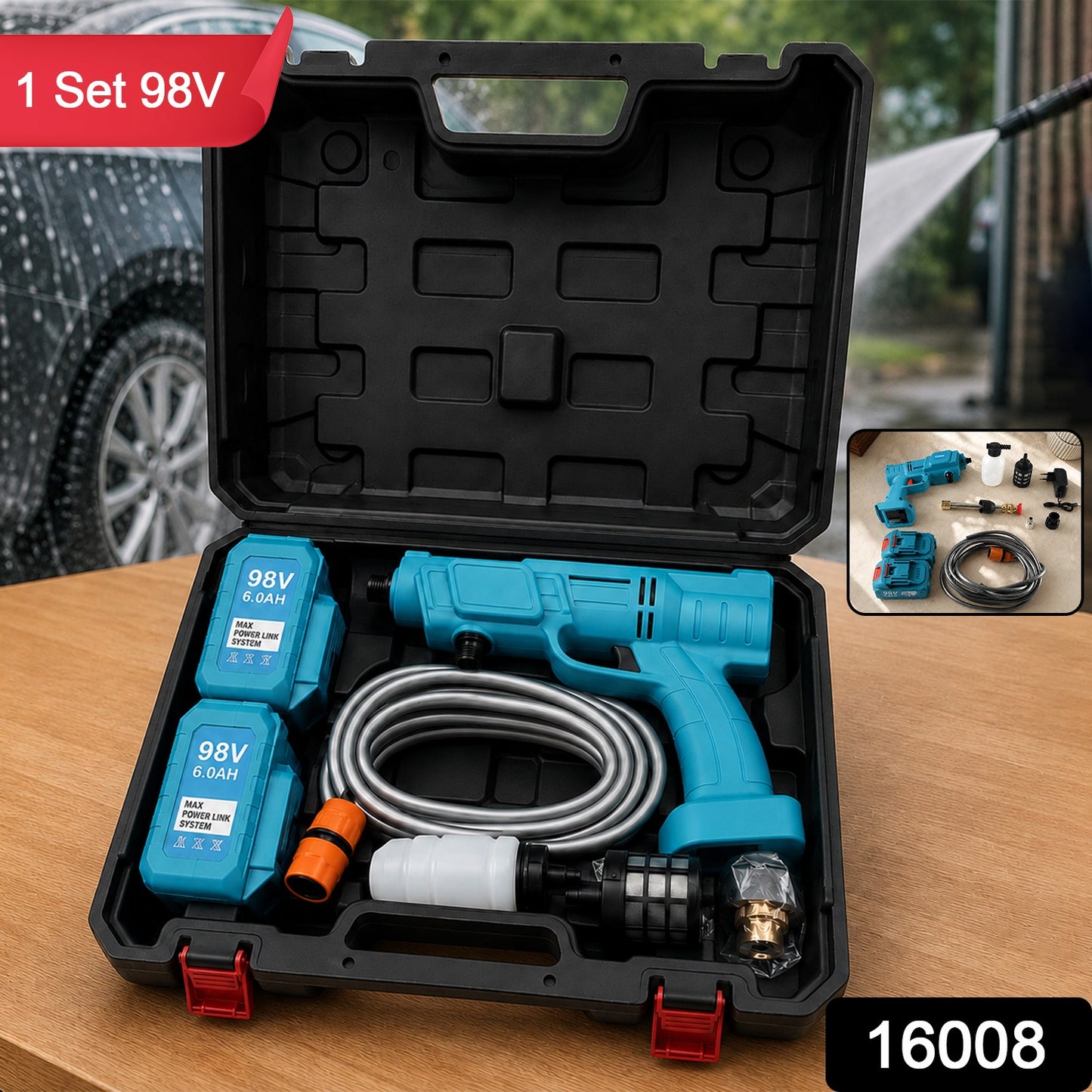 98V cordless high pressure car washer kit, 1 set