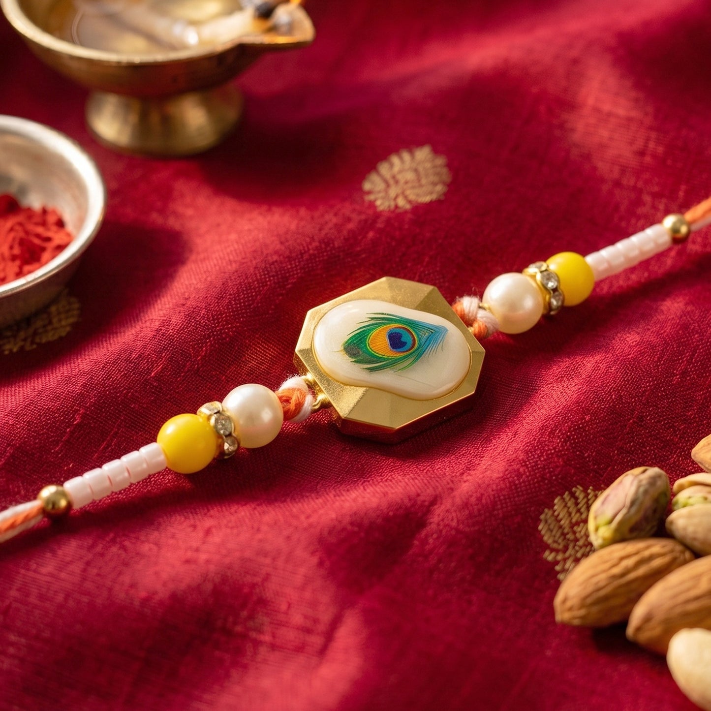 Traditional Rakhi with soft thread and elegant design