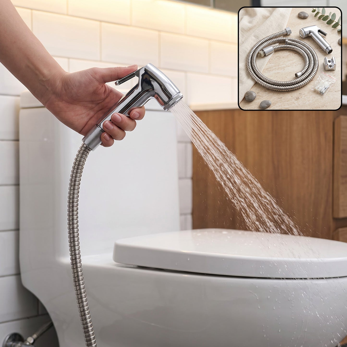 Flexible shower hose pipe with handheld spray head