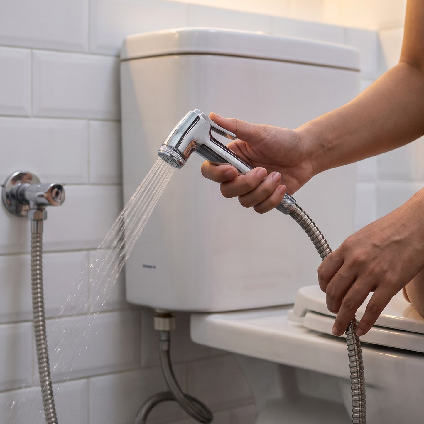 Shower hose connectors and fitting detail