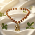 Traditional Rudraksha Beads Mala with Gold Tone Lord Shiva Pendant for Men