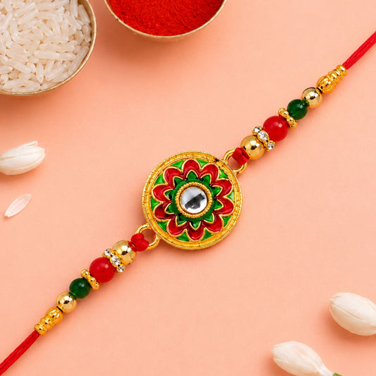 Color Full Flower Designer Rakhi for Brother on Rakshabandhan