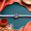 Multicolour Twisted Cord Rakhi with Sparkling Round Crystal Pendant