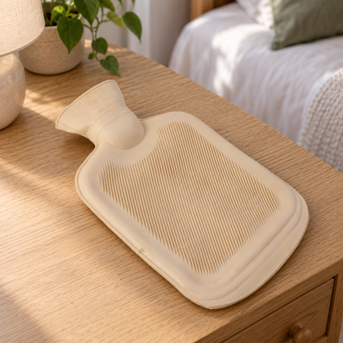 Rubber Hot Water Bag with Ribbed Surface and Wide Filling Mouth (1 Pc)