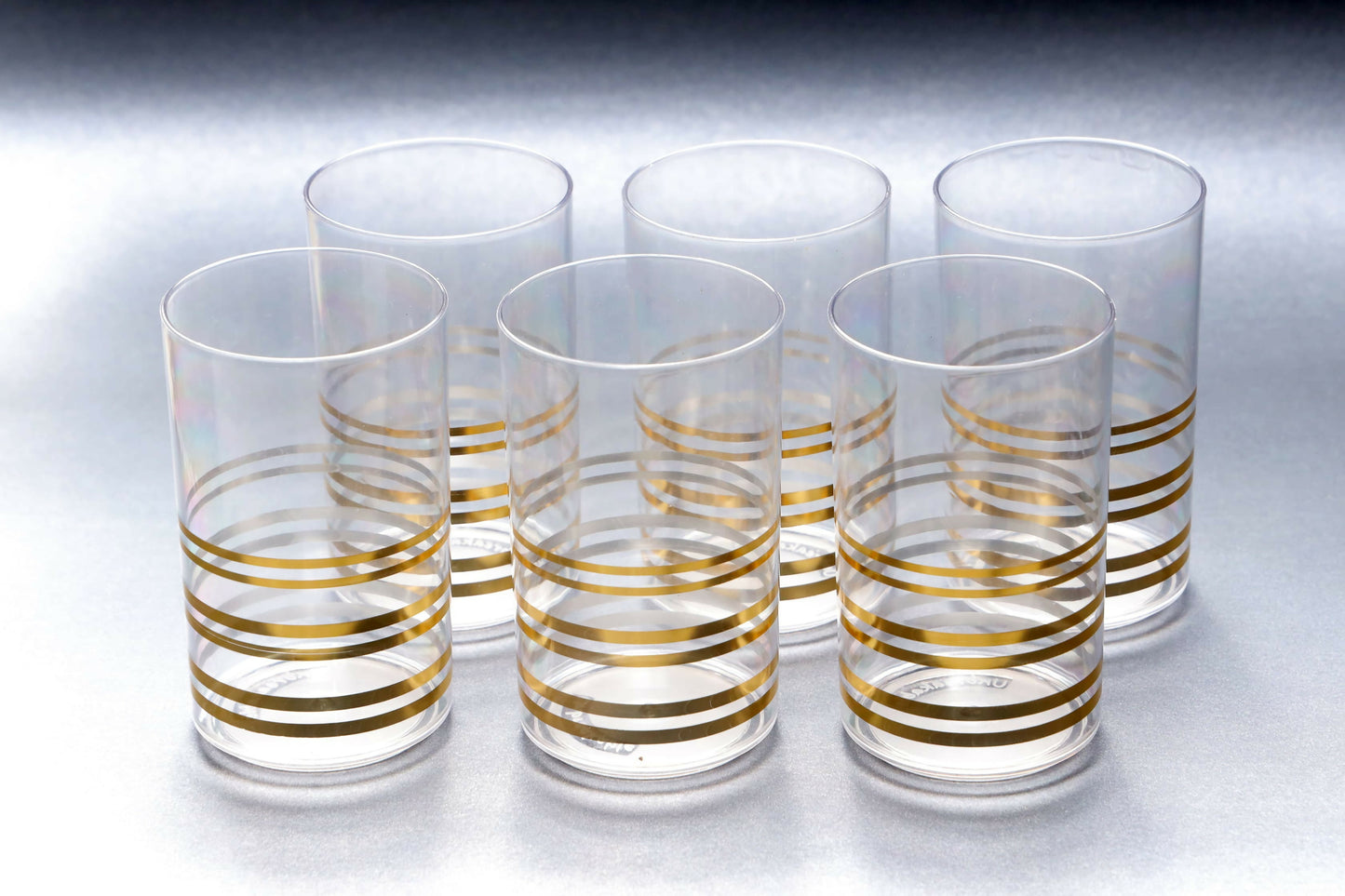 Gold Strip Design Plastic Glass (pack of 6)