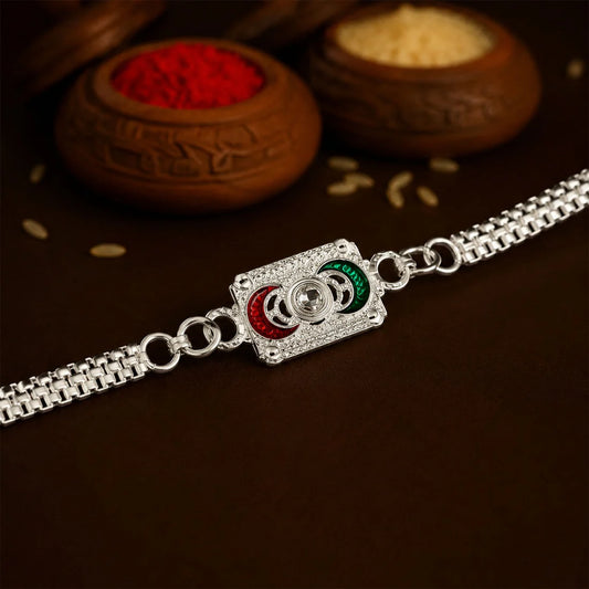 Geometric Rakhi with Linked Ring Design – Trendy Raksha Bandhan Gift
