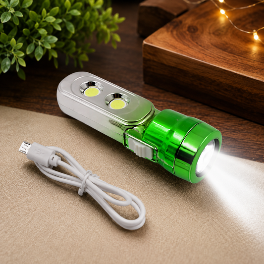 USB Rechargeable Torchlight – 3 LED Multi-Function | Poravar