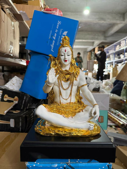 Lord Shiva Meditating Idol with Golden Finish Decorative Showpiece