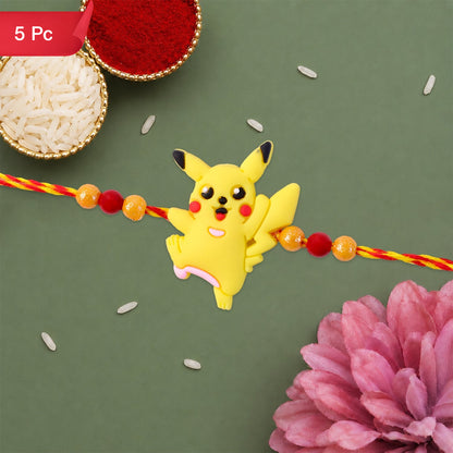 Cartoon Character Charm Kids Rakhi Beaded Designer for Brother (5pcs)