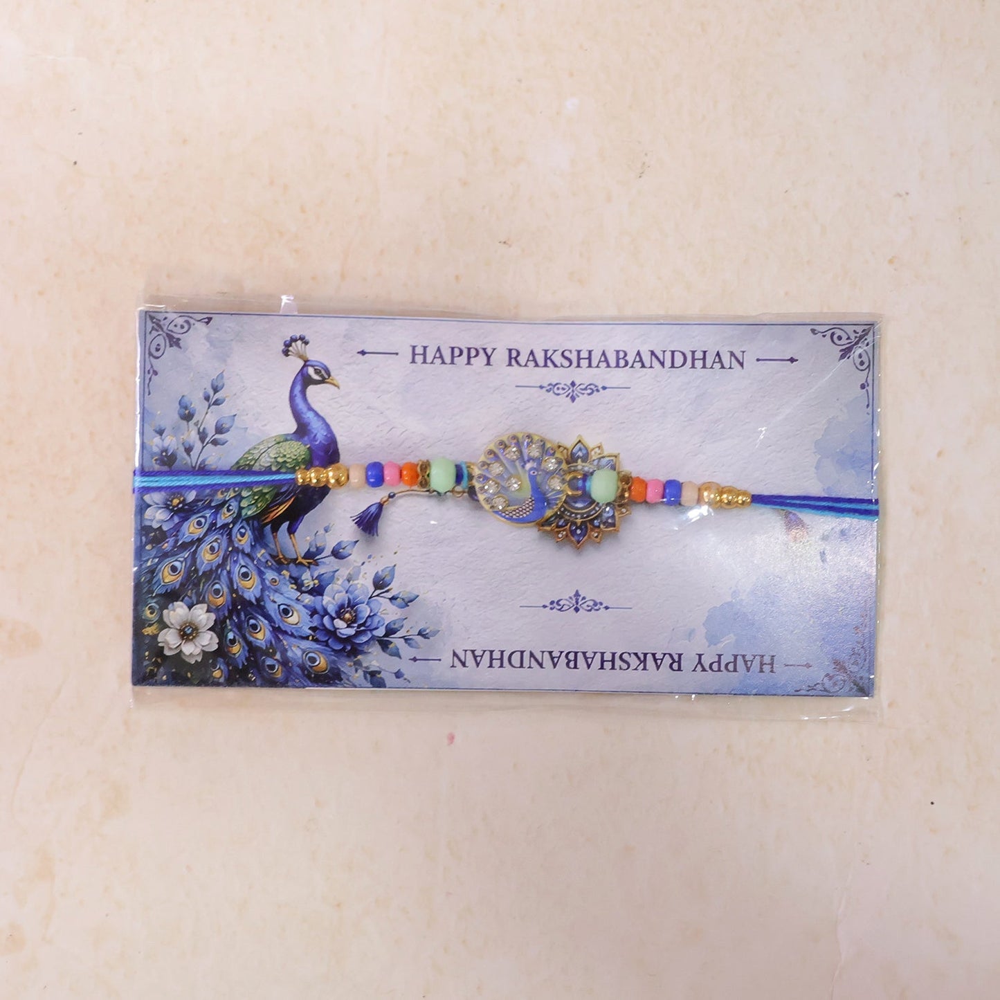 Rakhi for Brother Meenakari Peacock Crystal Beads Design (10pcs)