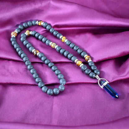 Natural  Beads Necklace with Crystal Pillar