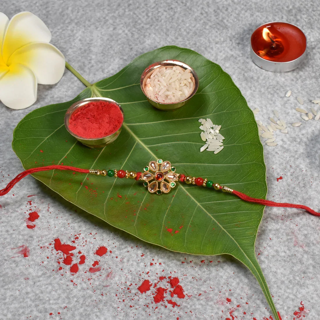 Kundan Rakhi Elegant Floral Golden Design for Raksha Bandhan (25pcs)