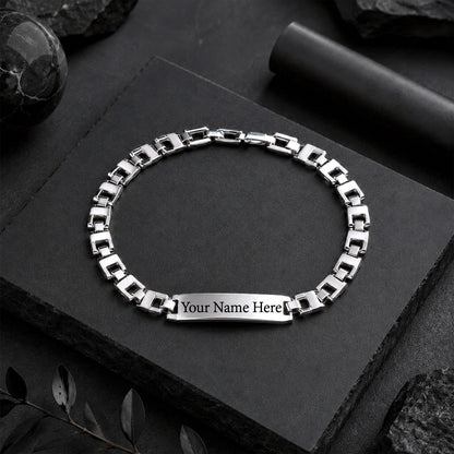 Customized Name Engraved Silver Plate Link Chain Bracelet (1 Pc)