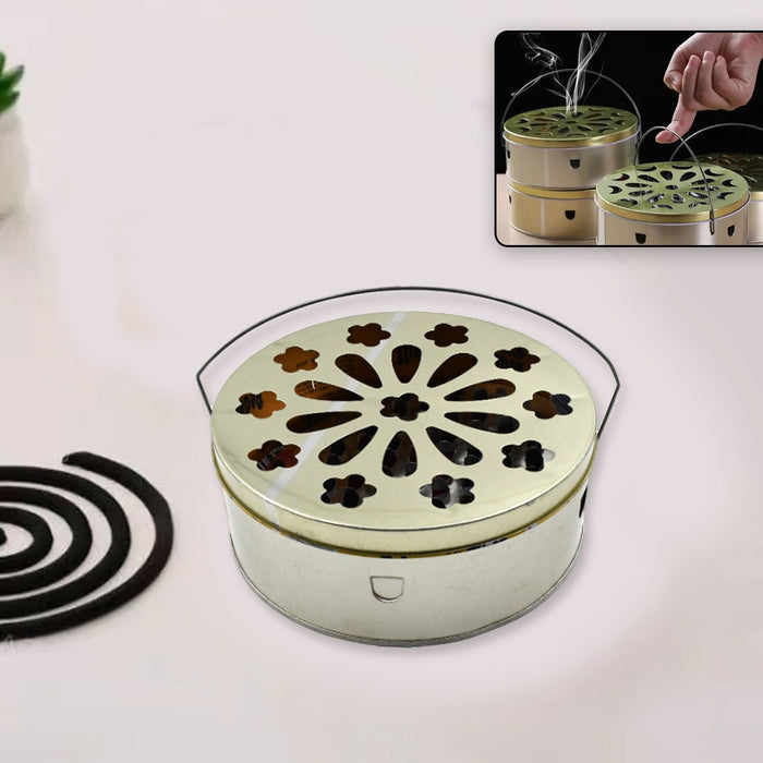 Decorative Mosquito Coil Holder Mosquito Coil Container, Incense Holder Safe Burning Coil Tray for Home Patio Pool Side Outdoor, Metal Tray