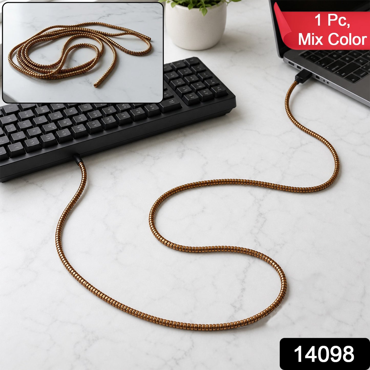 Spiral Cable Protector Sleeve for Keyboard Cable, Flexible Cord Saver Wrap (1 Pc)