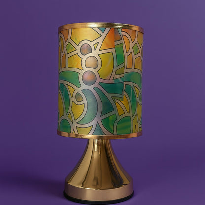 Premium Designer Printed LED Table Lamp for Home Décor | Artistic Pattern Fabric Shade with Golden Base | Soft Ambient Night Lamp for Bedroom, Living Room, Study & Gifting | Energy Efficient Warm Light