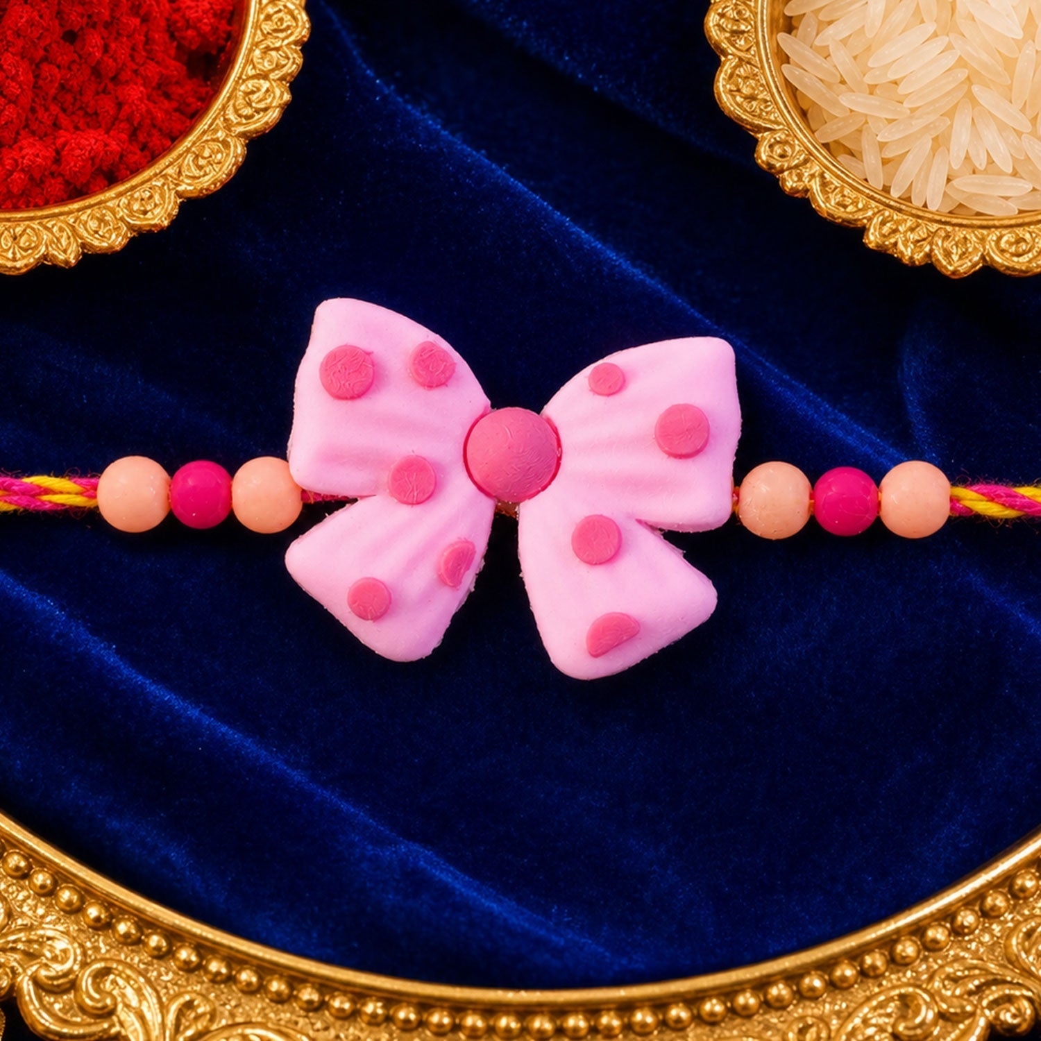 Kids Beaded Rakhi Bow Charm Festive Raksha Bandhan for Brothers (5pcs)