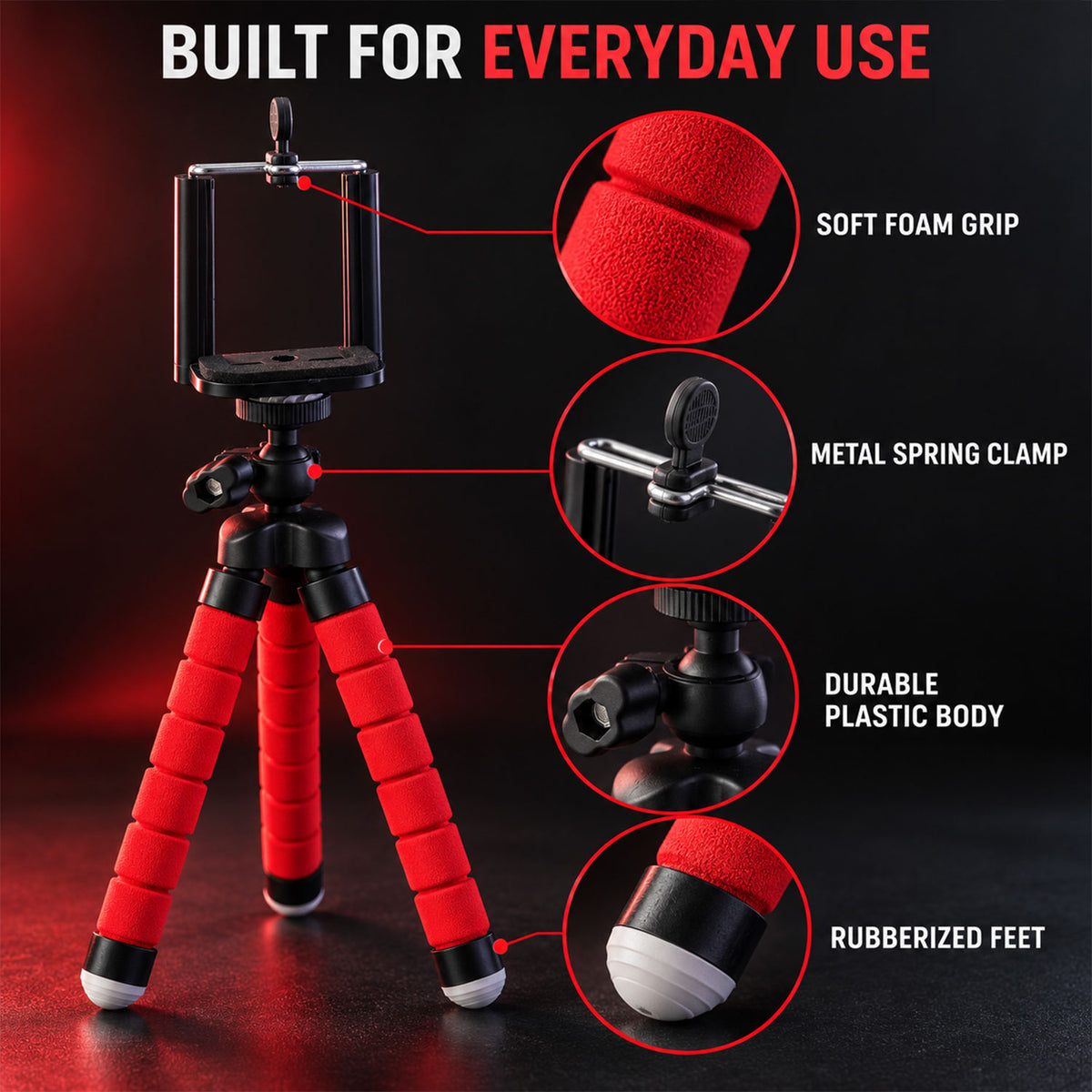 Mini flexible phone tripod - material details