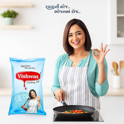 Vishwas Palm Oil Jar & Pouch | Refined Palm Oil 100% Pure Palmolin Cooking Oil