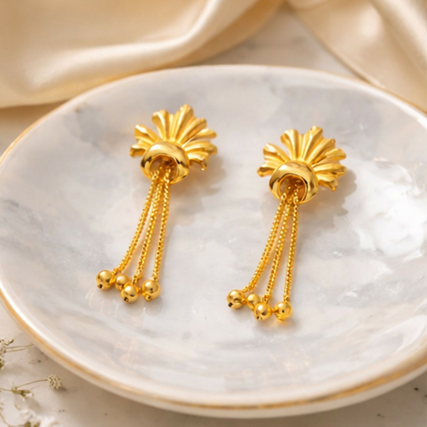Elegant Golden Drop Earrings for Women & Girls | Lightweight Stylish Party Wear Earrings