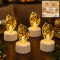 Golden Leaf LED Candles – Set of 4 Flameless Decorative Lights