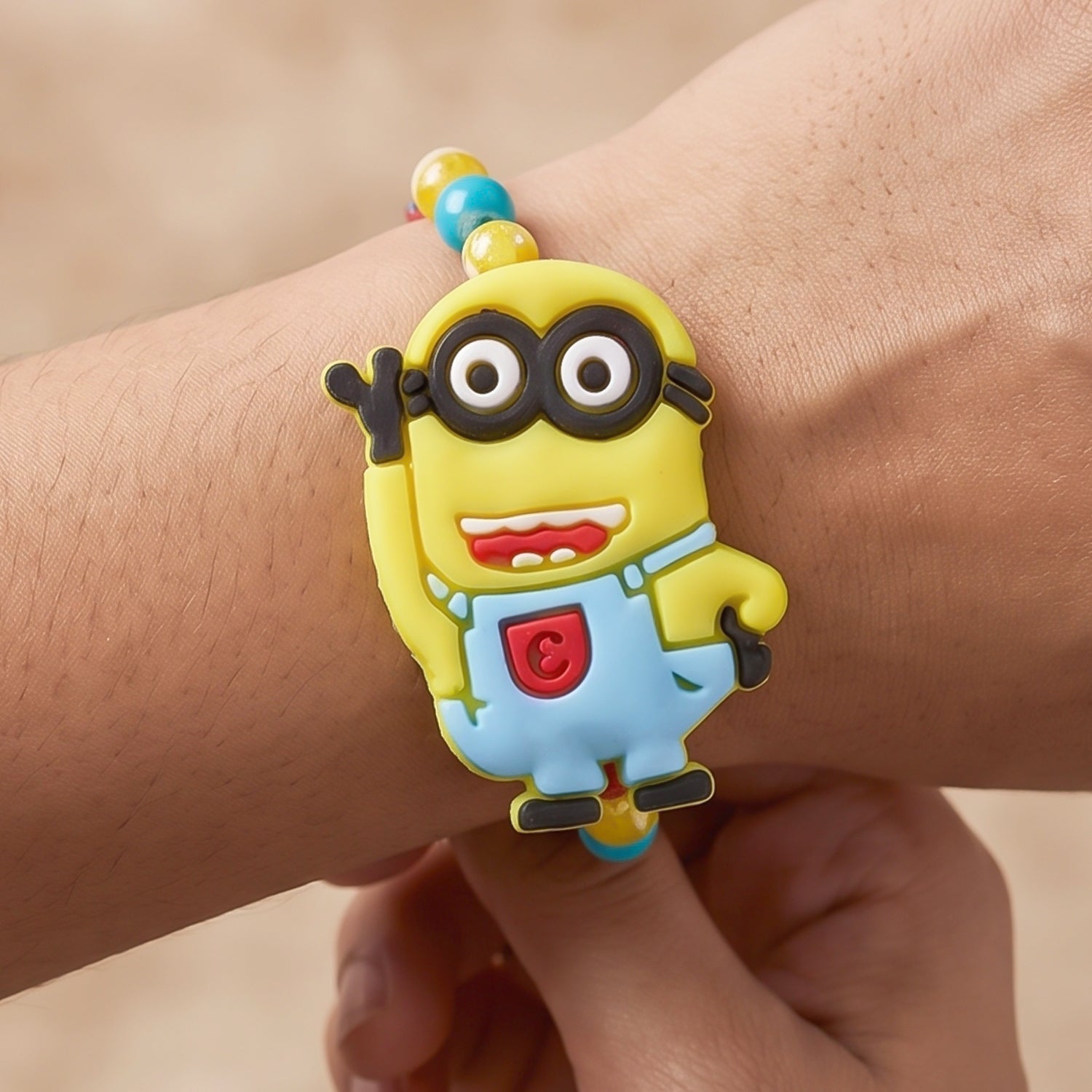 Cartoon Character Kids Rakhi with Playful Beaded Detailing Work (5pcs)