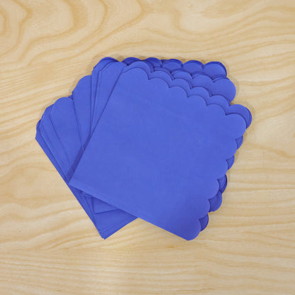 Blue Scalloped Edge Disposable Paper Napkins for Parties (30 Pc)