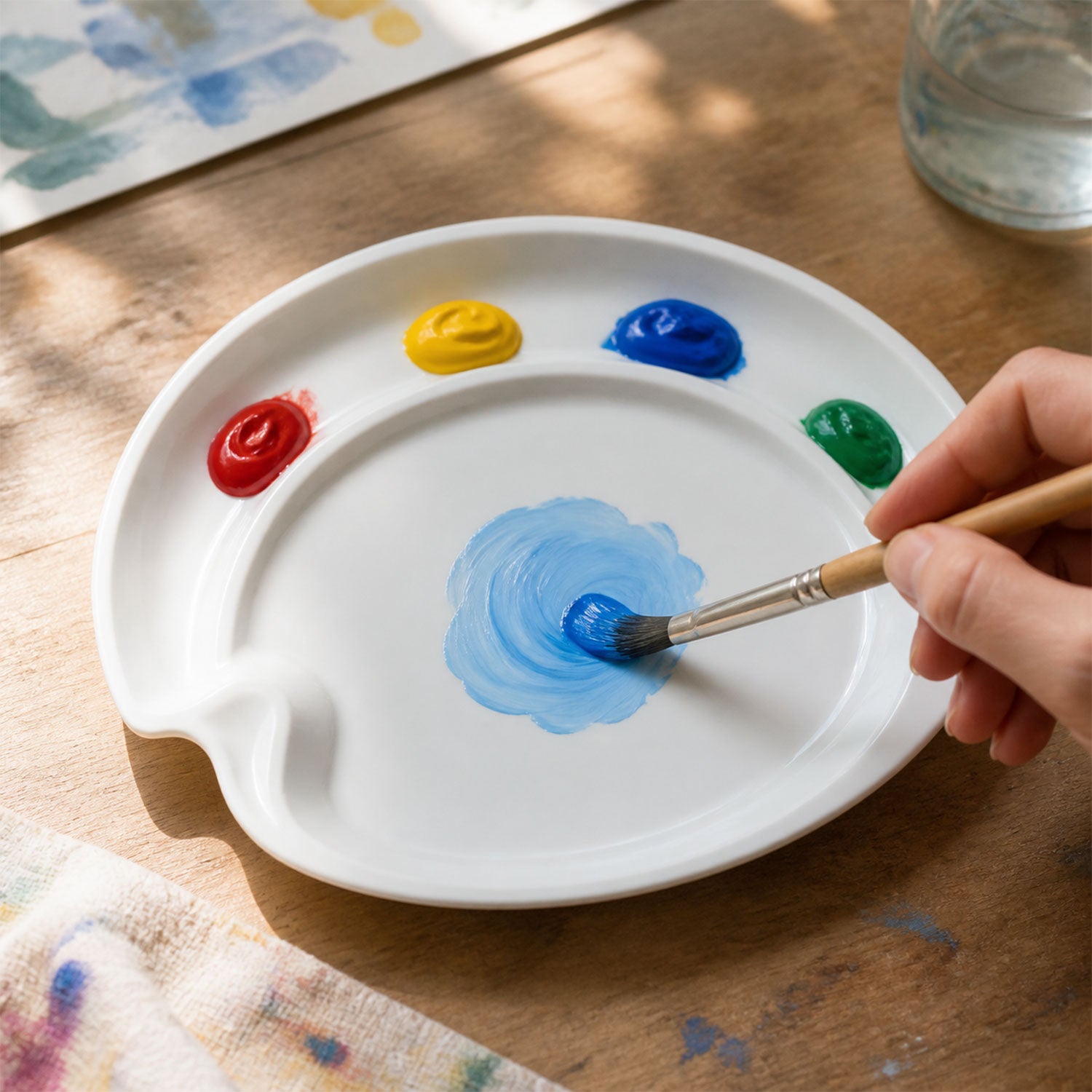Easy Peel Small Colour Mixing Plate Oval Paint Palette for Kids, Artists & Students