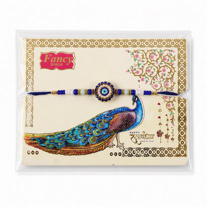 Premium Round Nazar Evil Eye Studded Multicolor Bead Rakhi
