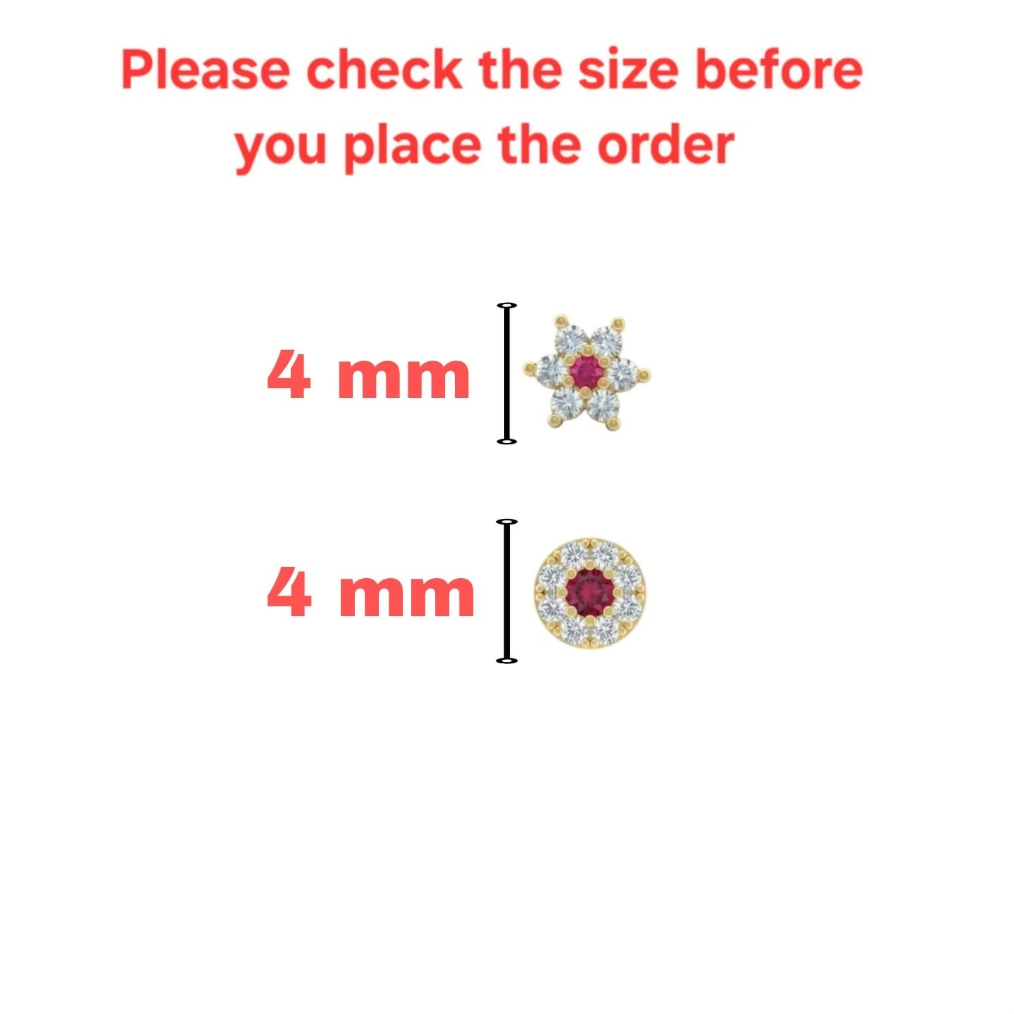 Gold plated floral ruby and diamond stud earrings combo pack showcasing two designs