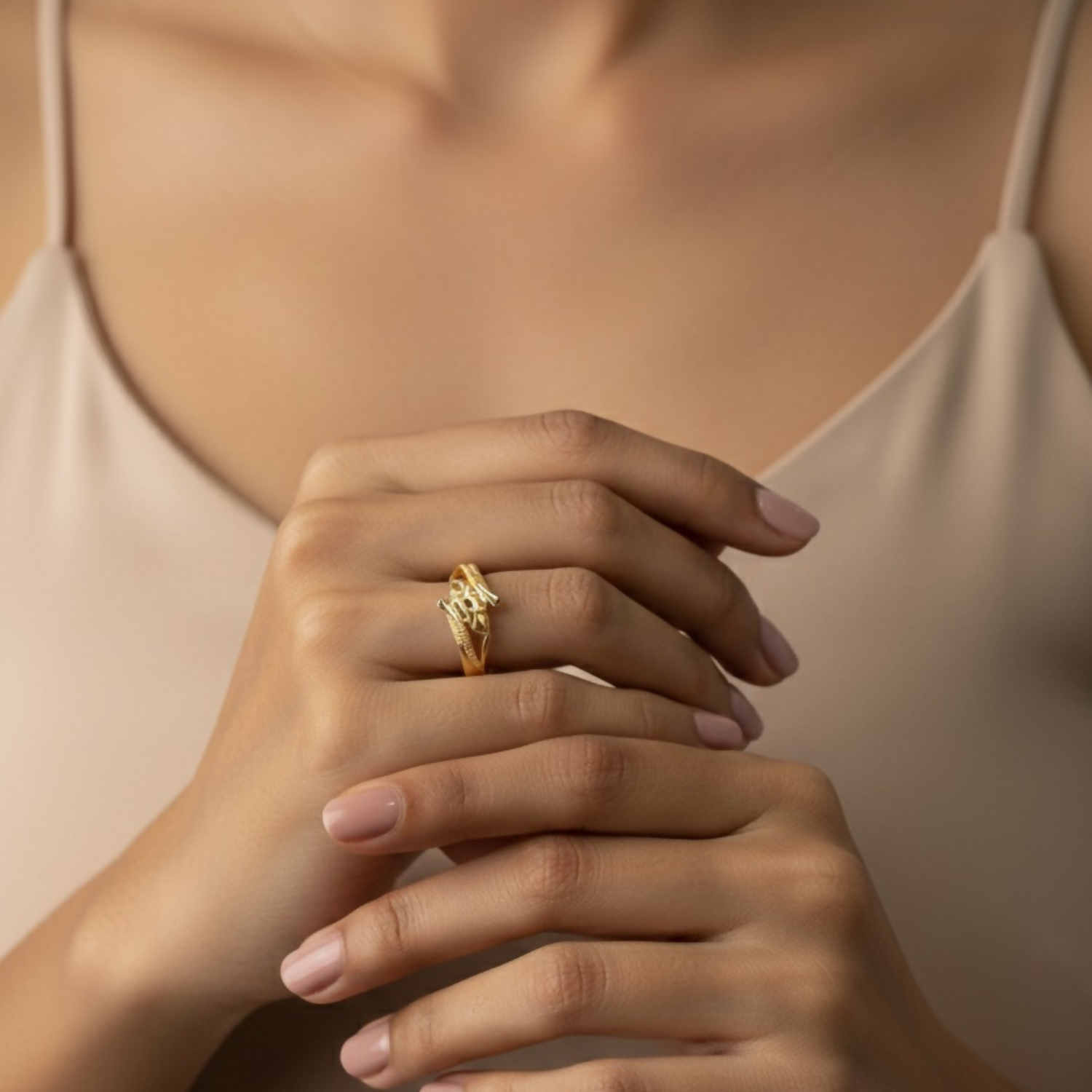 Classic Gold-Tone Leaf Motif Designer Ring – Pack of 6 (Mix Collection)