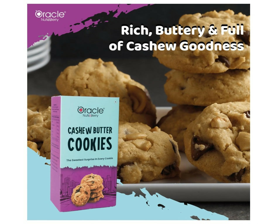 Baked Oracle cookies with rich cashew and berry flavor on a serving plate