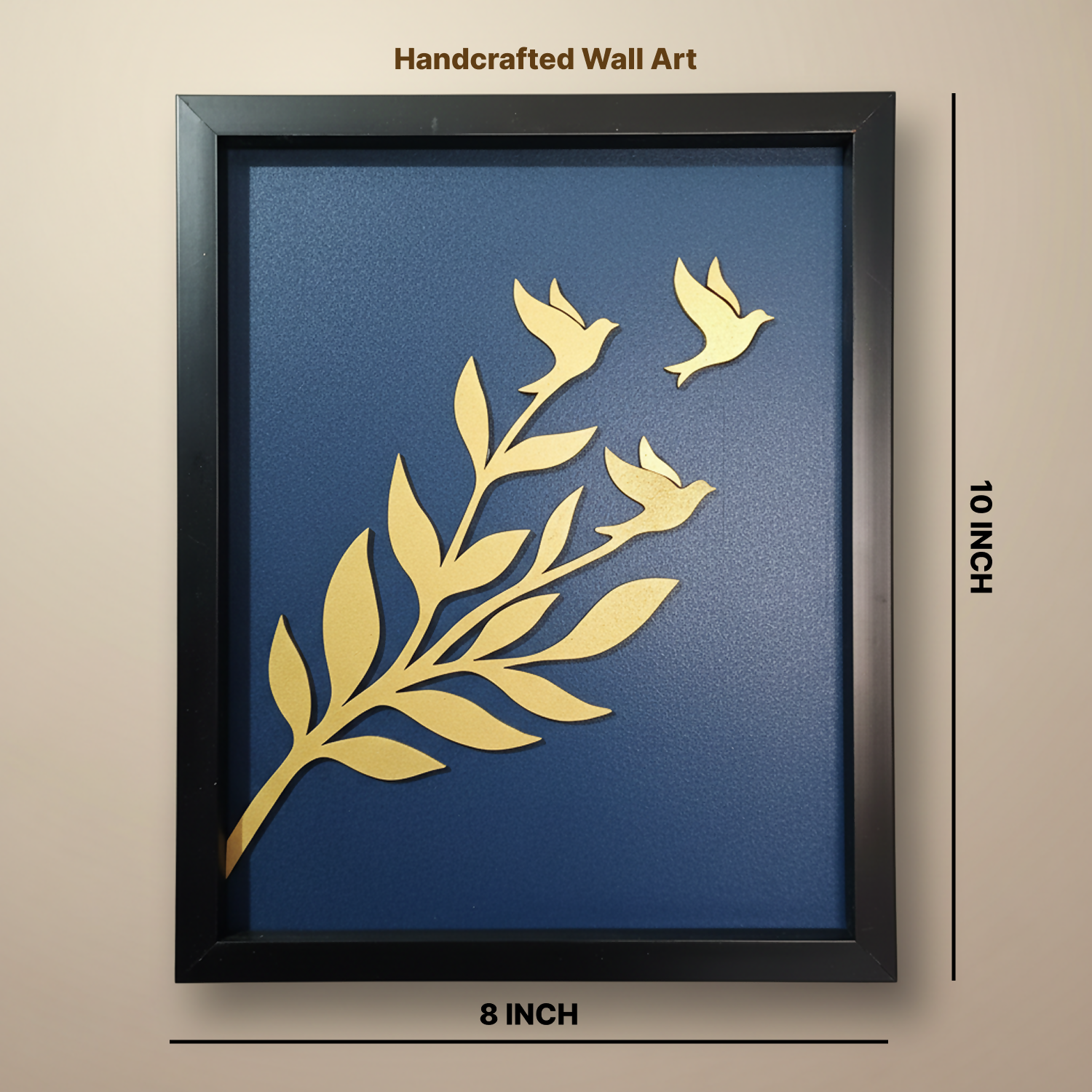 Luxury 3D Leaf & Birds Wall Art Frame | Modern Minimalist Wooden Wall Decor