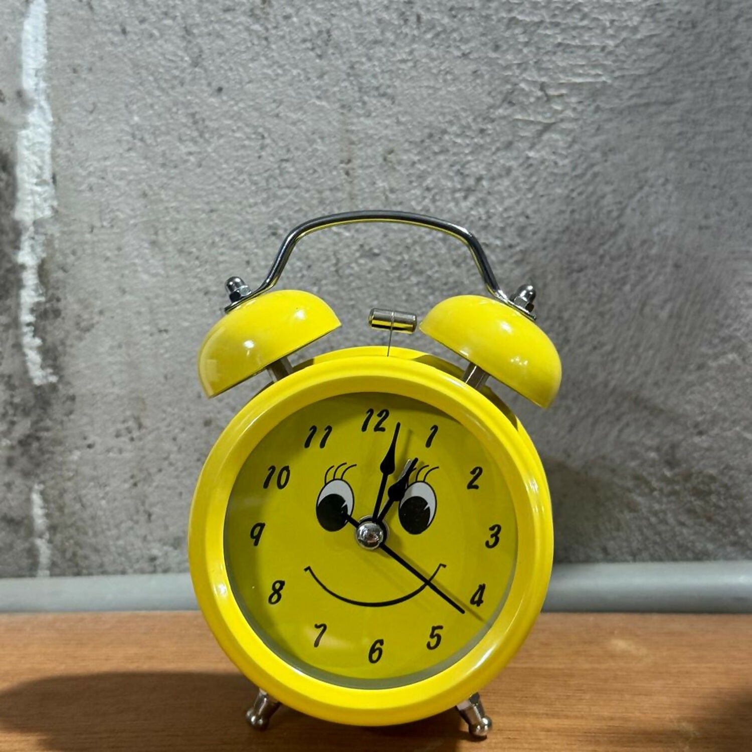 Yellow Smiley Twin Bell Alarm Clock – Loud Kids Desk Clock with Cute Face