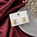 Gold-Plated Crystal & Mini Pearl Floral Cluster Stud Earrings – Korean Fashion Jewelry (IMITATION JEWELLERY)