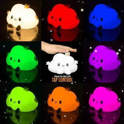 Cute Cloud Silicone Night Lamp with Soft Warm Glow for Kids Bedroom Décor