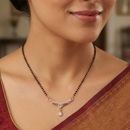 Classic Drop Pendant Mangalsutra with Curved Stone Bar