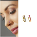 Clip-On Nose Rings 2-Pack – White & Pink Stones, No Piercing