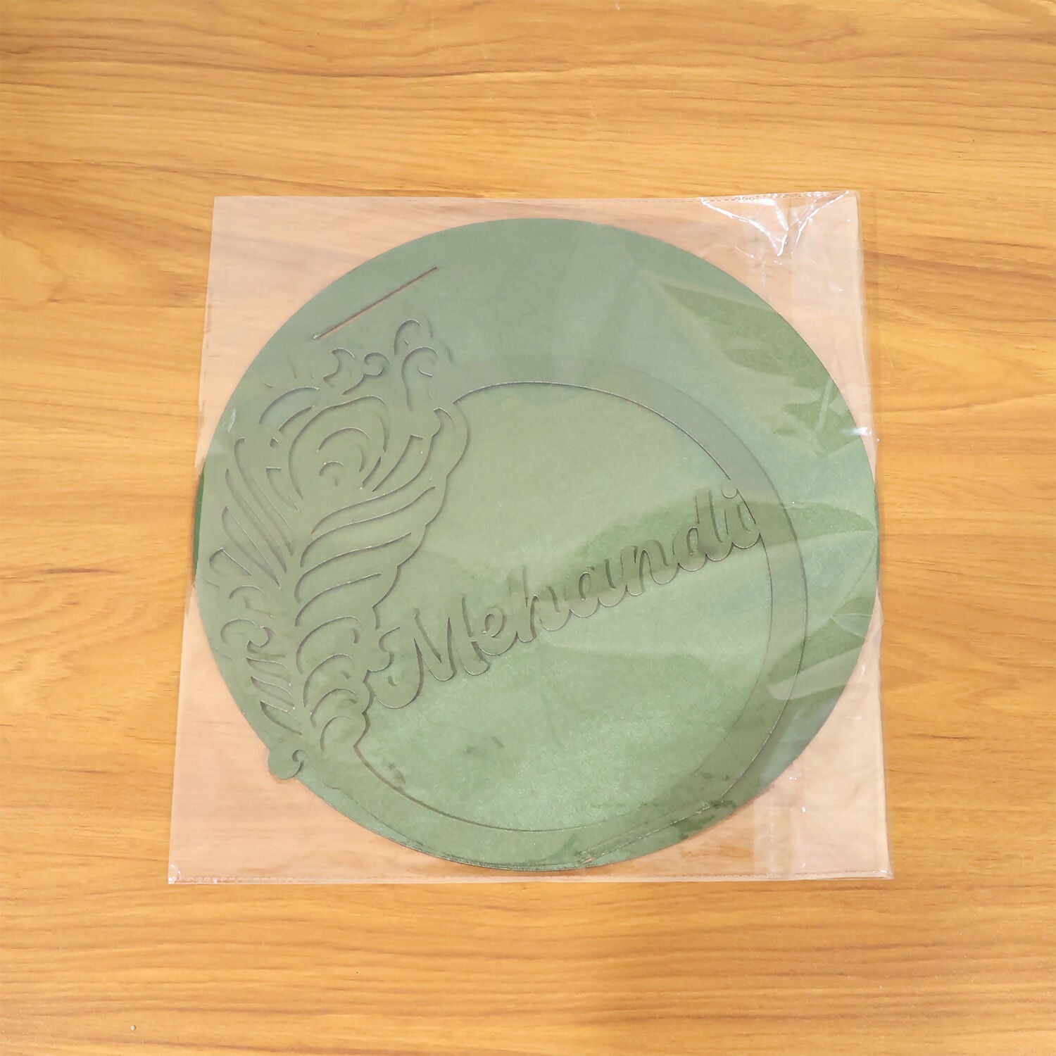 Mehendi Ceremony Tabletop Sign with Peacock Motif Elegant Wedding Decor Accent