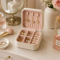 Travel Jewelry Organizer Box Portable PU Leather Ring & Earring Storage Case