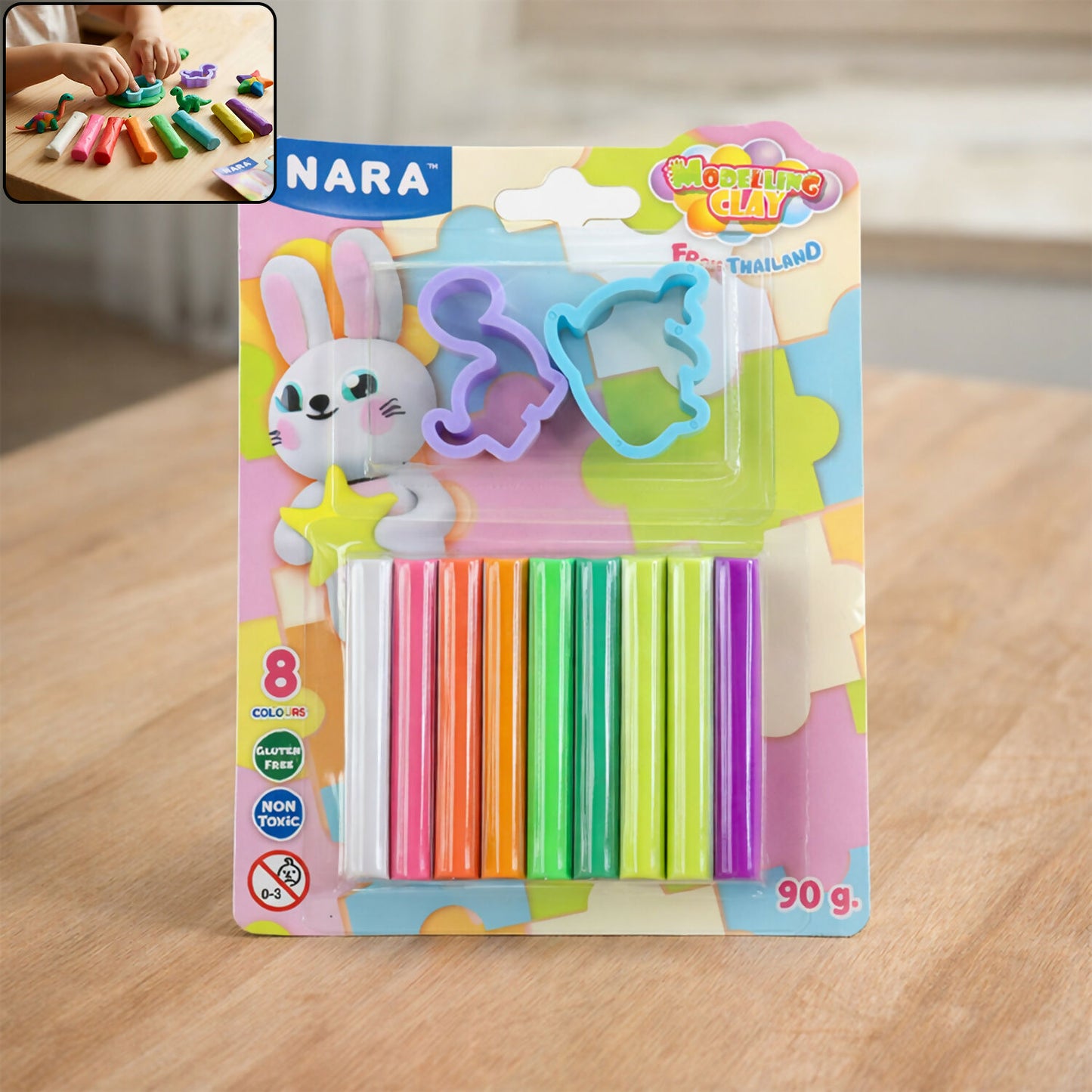 NARA 8 Color Modelling Clay Set with Shape Cutters – Kids Creative DIY Play Dough Kit (90 Gm)