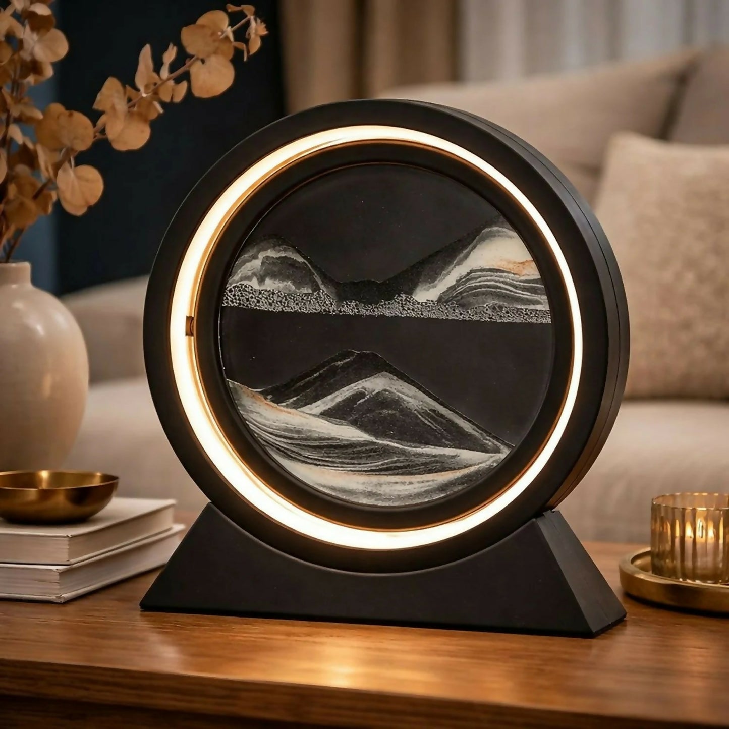 Elegant sand art LED lamp with artistic sand flow