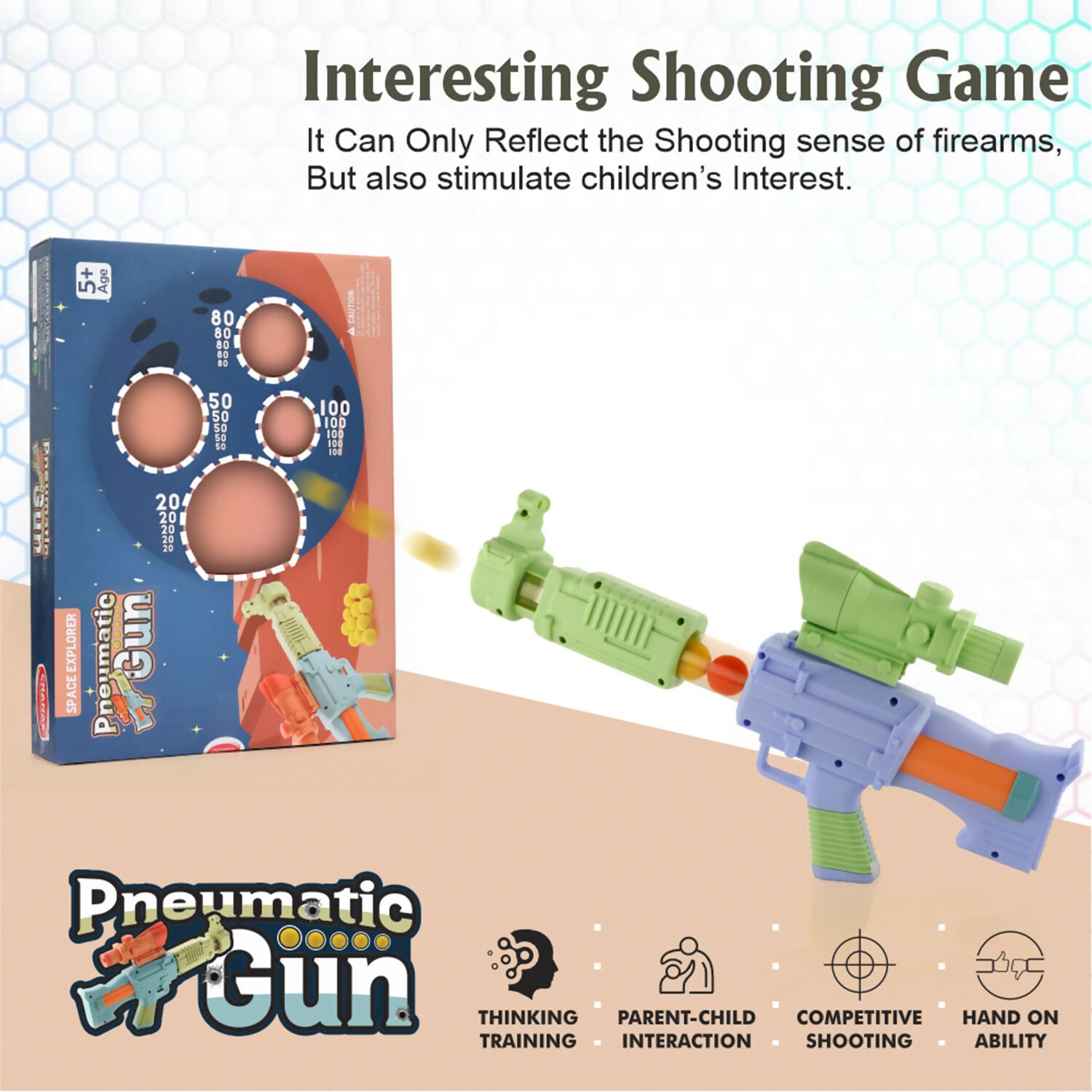 Child playing with Aditi Space Explorer Pneumatic Gun outdoors