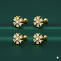 Flower Diamond Flat Back Stud Earrings – Combo Pack of 2 Pairs