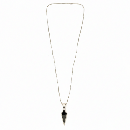 Modern Arrowhead Black & Silver Pendant Necklace for Men