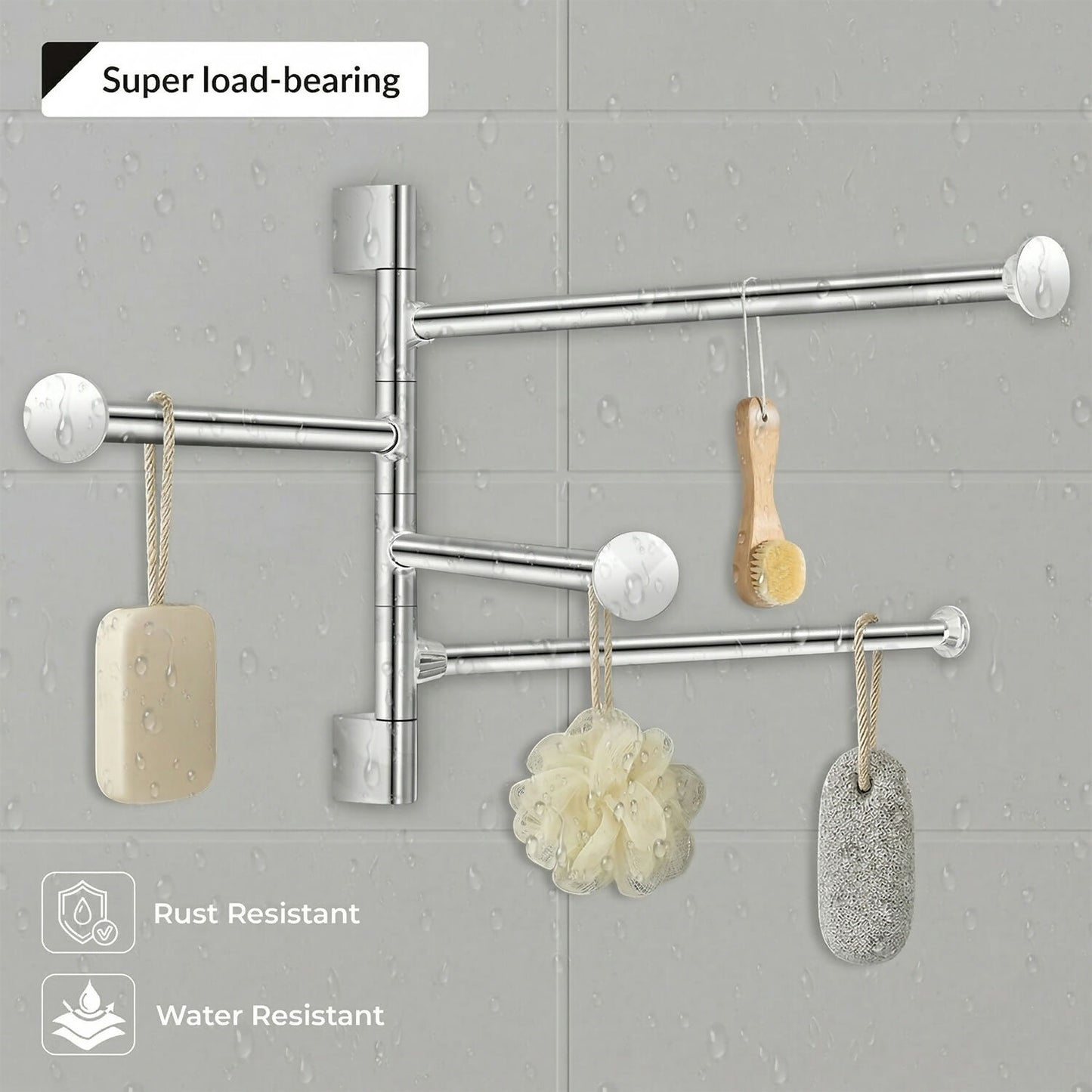 Premium Glossy Stainless Steel Wall Mounted 4 Rod Towel Holder Rack
