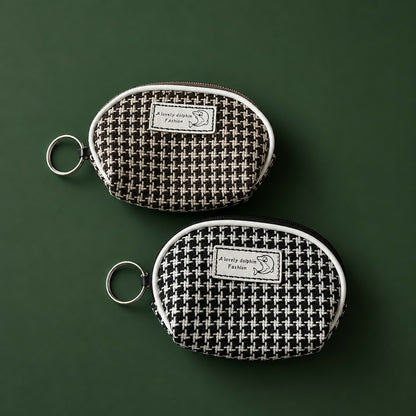 Compact coin pouch wallet with keyring attached