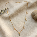 Dainty Gold Beaded Chain Necklace Pastel Rectangle Drop Charms Party Wear Women