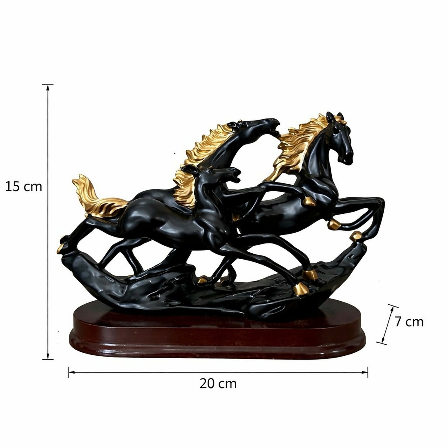 Running Horse Decorative Showpiece with Gold Accents for Home & Office Decor