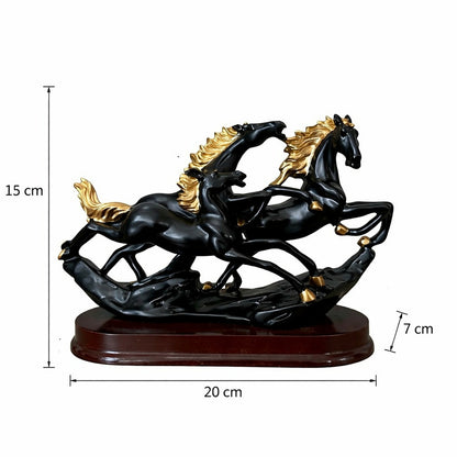 Running Horse Decorative Showpiece with Gold Accents for Home & Office Decor